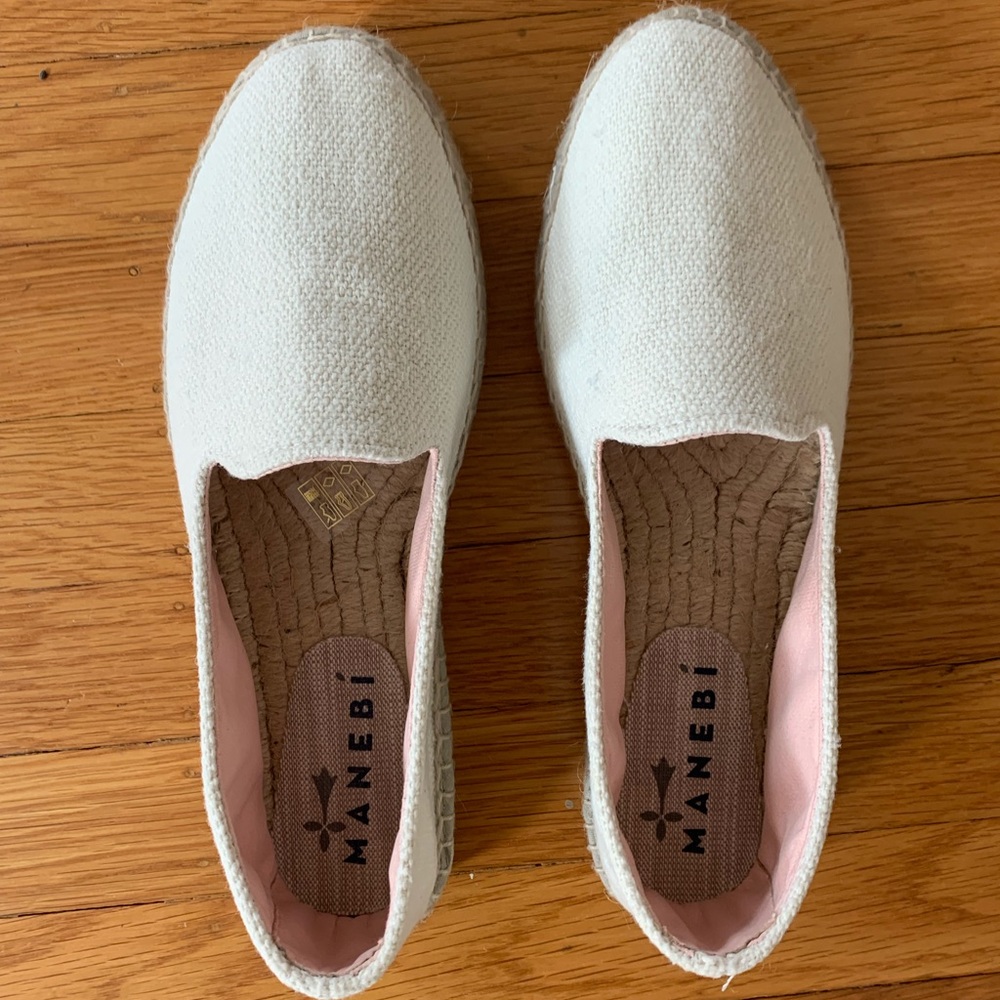 NWT Manebi La Havana Espadrilles White Linen 38